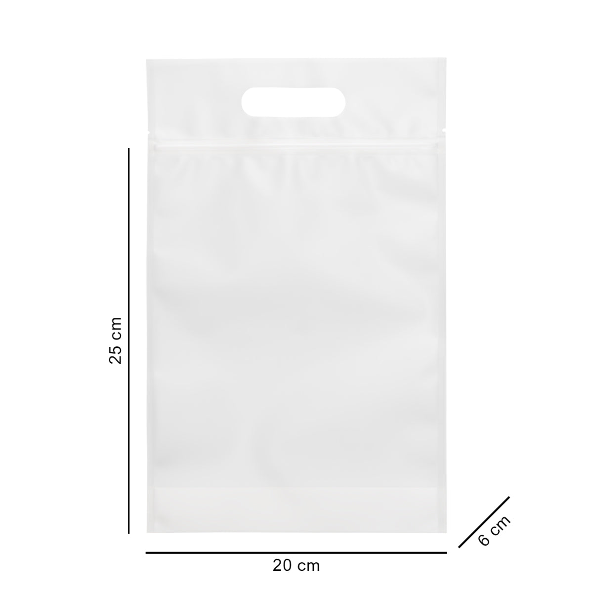 20*25*6 см прозорий матовий з ручкою, зіпом та дном