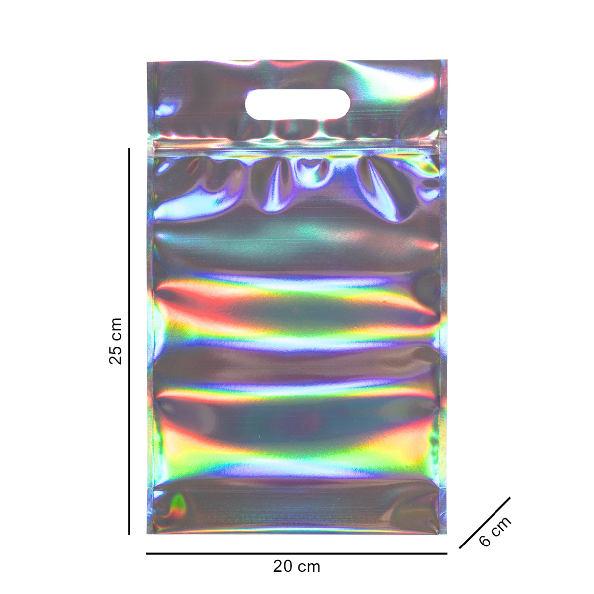 20*25*6 см голографічний з ручкою, зіпом та дном