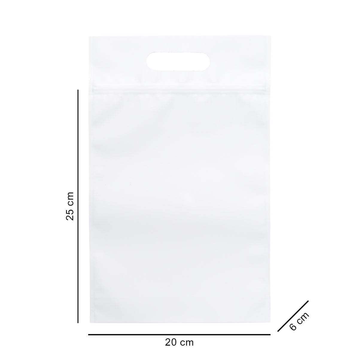 20*25*6 см білий матовий з ручкою, зіпом та дном